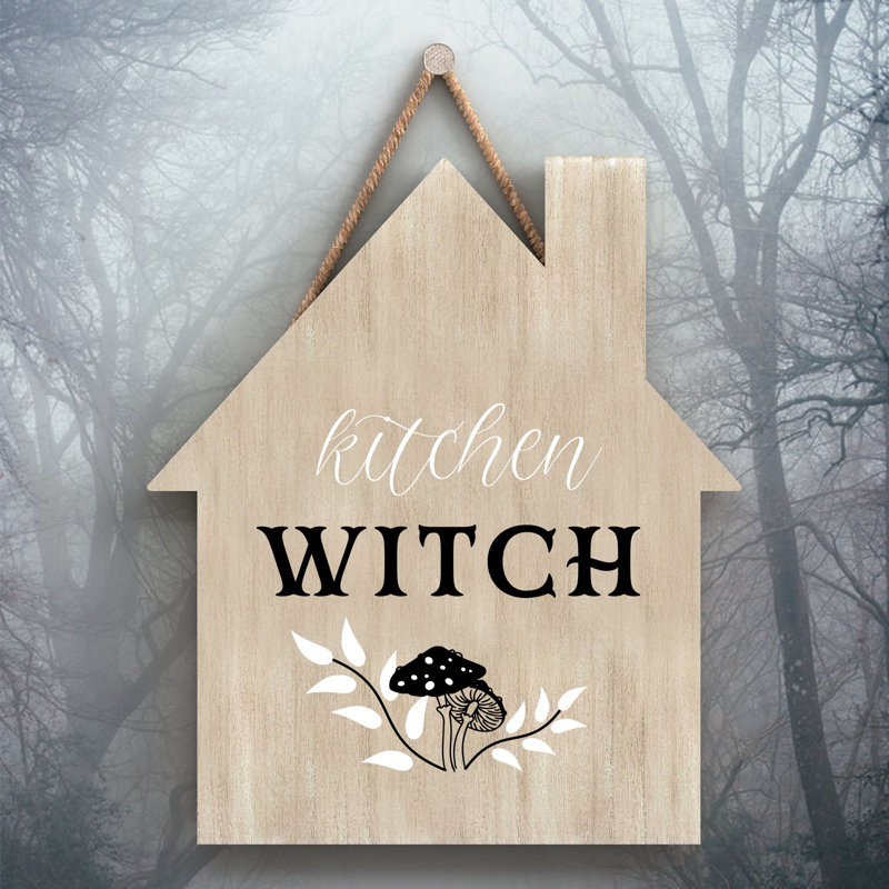 Kitchen Witch Mushrooms Wooden House Plaque, Brown
