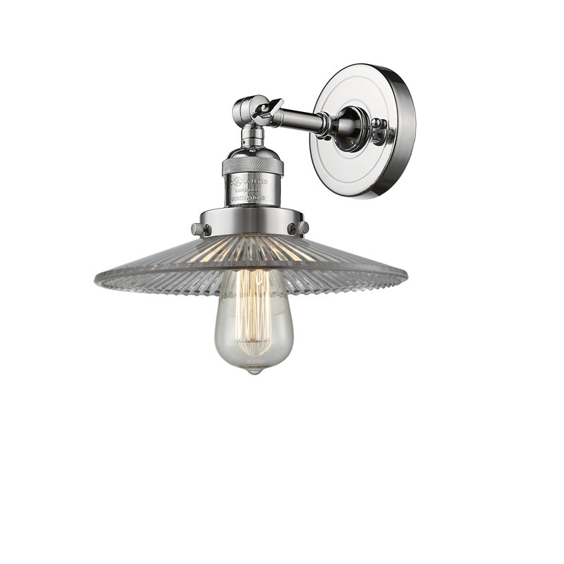 Miramontes Armed Sconce, Halophane glass, Polished Chrome
