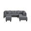 Canapé moderne avec chaise longue et repose-pieds de 104,5 po, gris