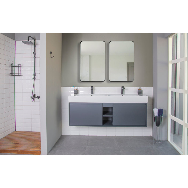 Meuble-lavabo blanc Isla, Gris foncé