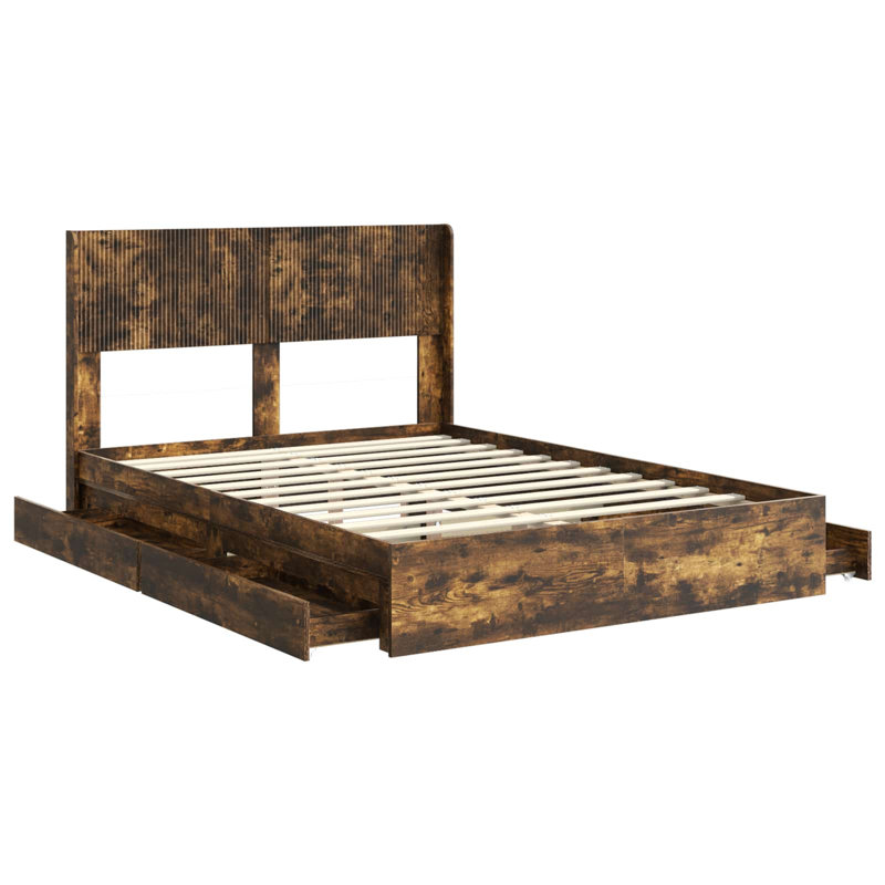 Bed Frame, 140 x 190cm, Smoked Oak