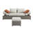 Chueyee Patio Wicker Sofa with Ottoman & 2 Toss Pillows