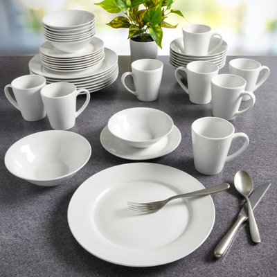 Gibson Home Everyday Round 40-Piece Expanded Dinnerware Set - White Porcelain
