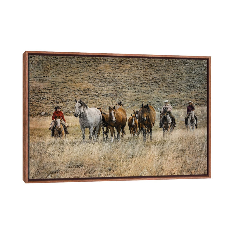 Moving Horses by Rhonda Thompson - Floater Frame Print on Canvas