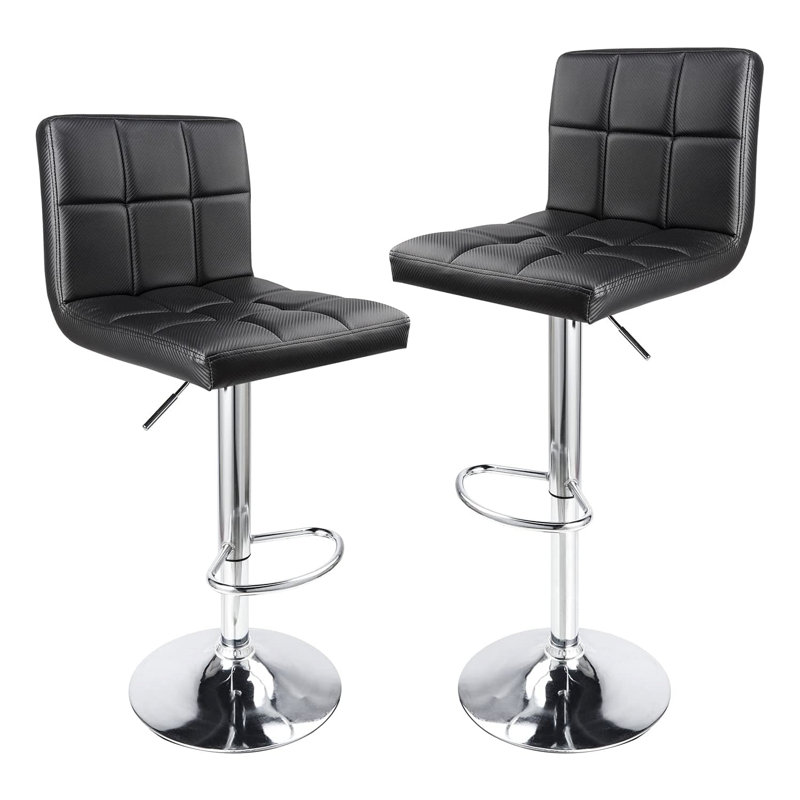 Ludmil Swivel Adjustable Height 32.5" Bar Stool, 2, Black 2