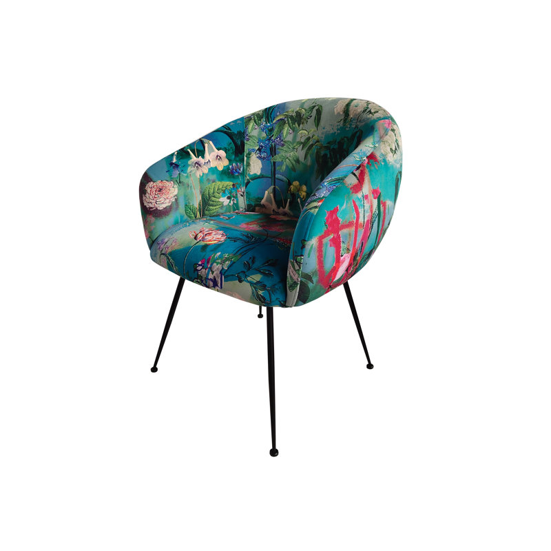 Osbourn 19'' H Velvet Upholstered Armchair, Black