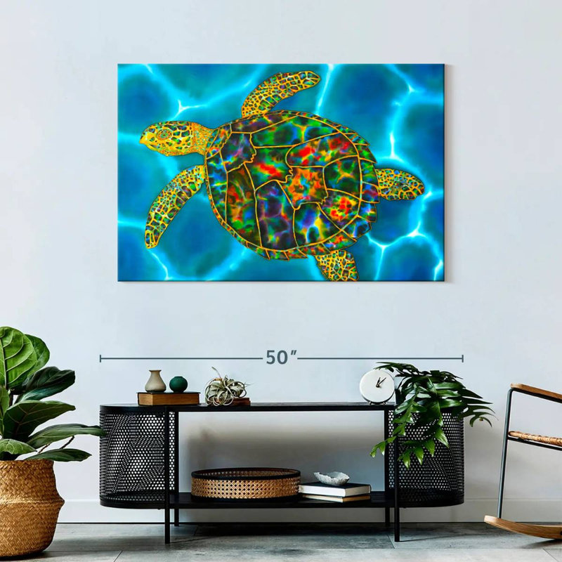 Brampt Rainbow Opal Sea Turtle, 30" H x 45" W