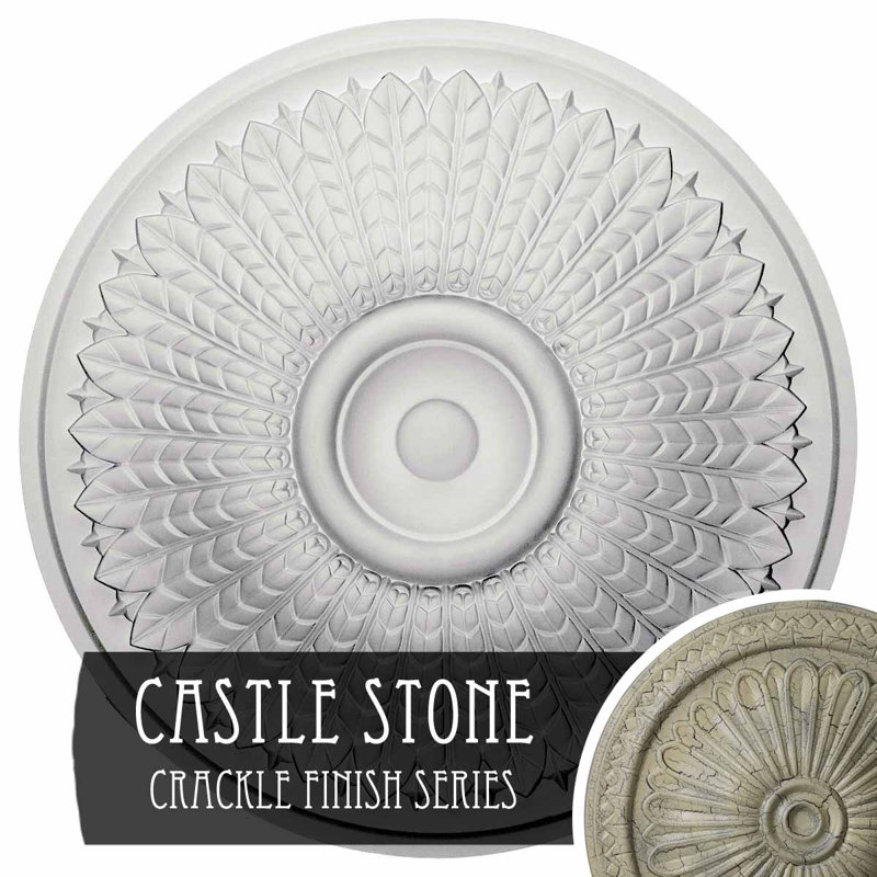 Médaillon de plafond Modena 23 1/2 "x P 3 1/2" (convient aux auvents jusqu'à 5 1/4 "), Pierre de château craquelé
