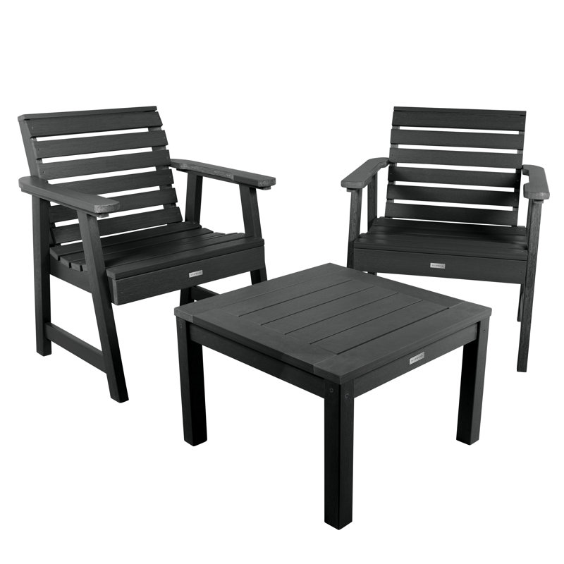 Anette 2 - Person Patio Conversation Set, Black