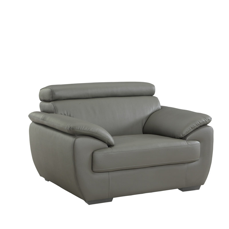 Daye Genuine Leather Club Chair, Gray 