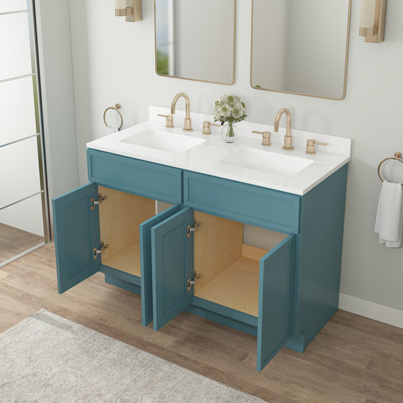 Base de meuble-lavabo double 48 po seulement, Sarcelle