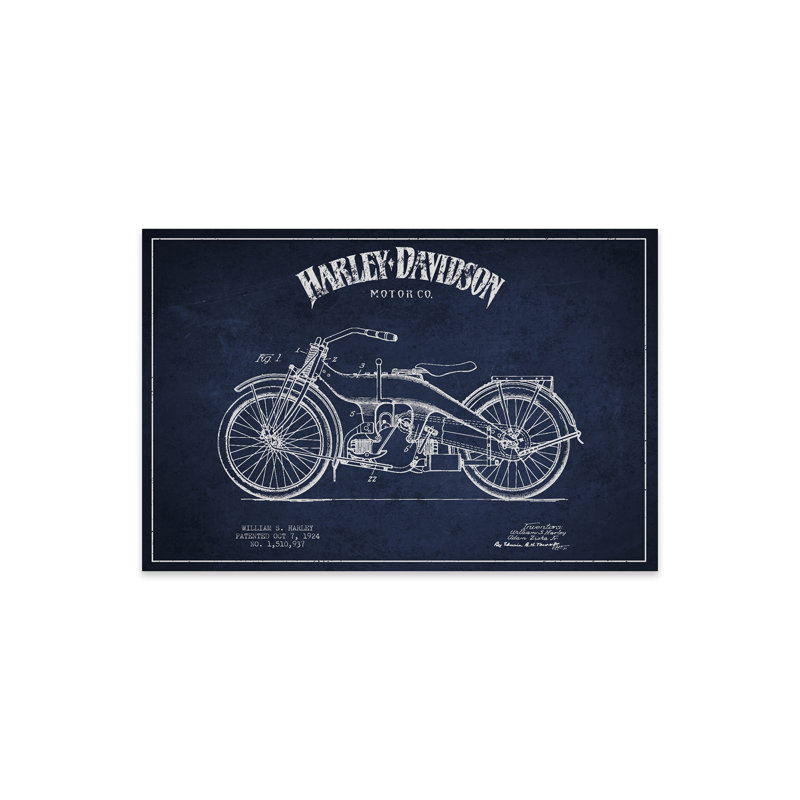 «Harley-Davidson» anthracite, brevet imprimé sur verre acrylique, Bleu marine