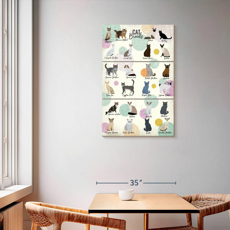 Brampt Cat Breeds Chart, 57" H x 36" W