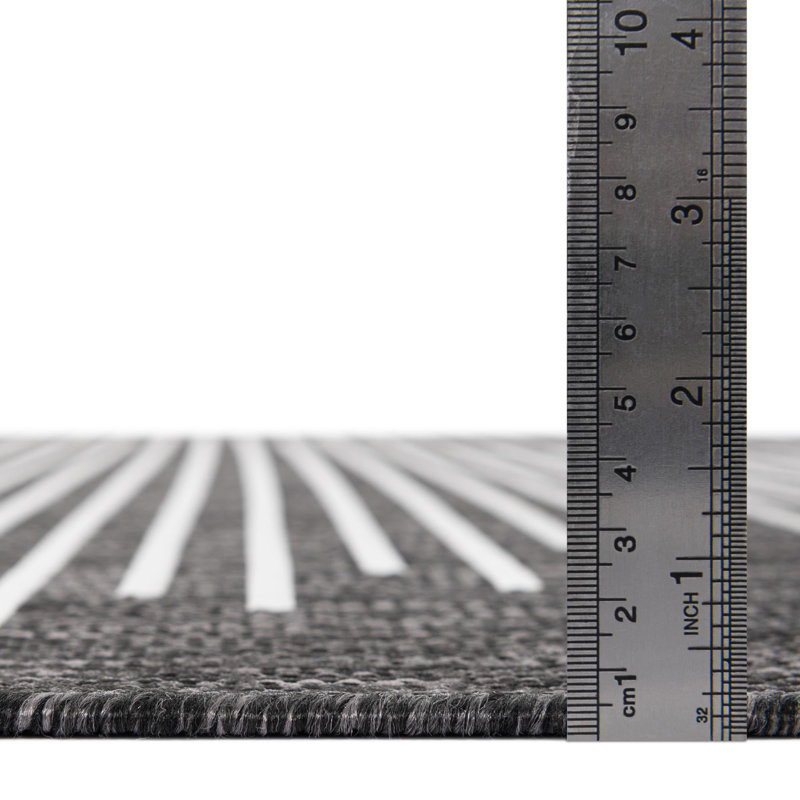 Tapis rayé intérieur / extérieur en polypropylène tissé à la machine, Rectangle 10 pi x 13 pi 1 po