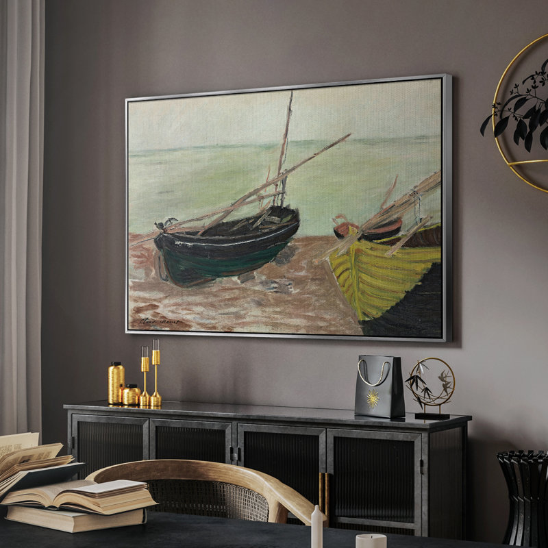 Impression nautique rétro-XCIX, H 25 po x l 37 po, Toile argentée avec cadre flottant