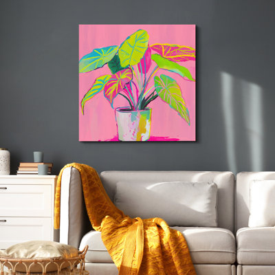 Plante verte sur fond rose, images lumineuses