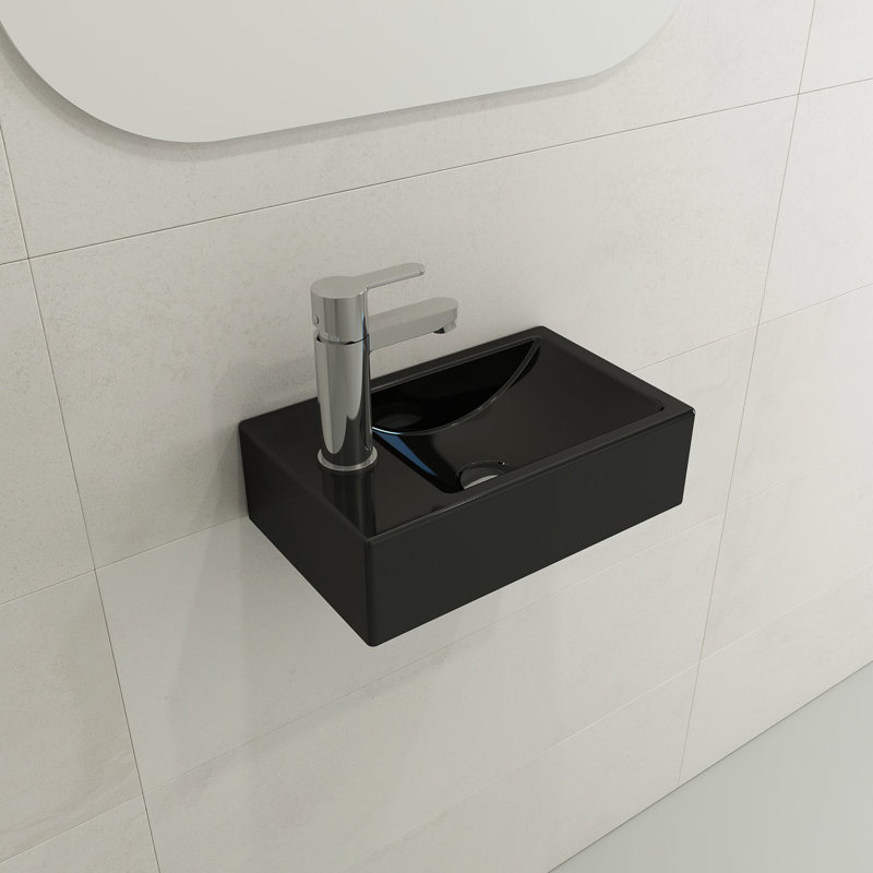 BOCCHI Milano 9.06'' Fireclay Rectangular Bathroom Sink, Black