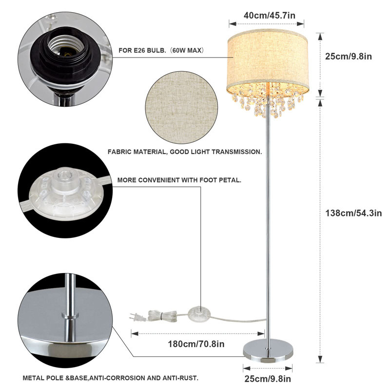Lampe sur pied 54,29 po Ferretti, Chrome
