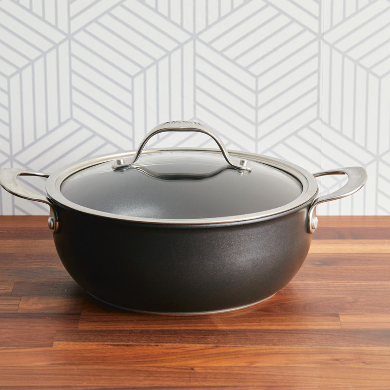 Anolon X Hybrid Cookware Nonstick Aluminum Nonstick Casserole Pan With Lid, 4-Quart