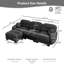 Canapé modulaire 3 places en tissu de chenille plissée, canapé modulaire en L avec repose-pieds, siège en mousse nuage haute densité, accoudoirs arrondis arrondis et 2 coussins décoratifs ronds-850204709