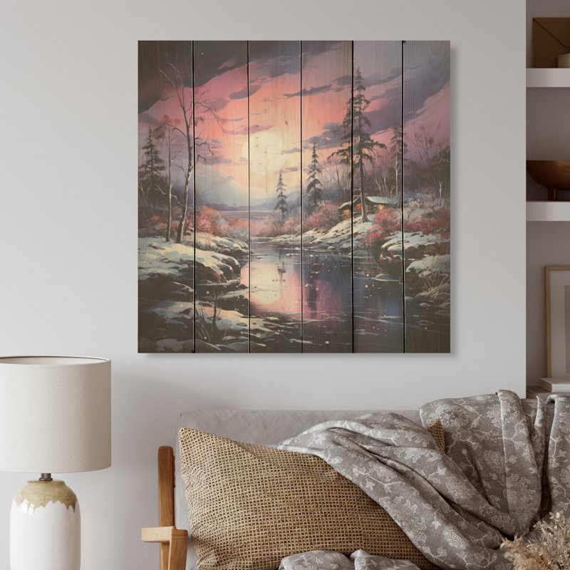 Gregoria - Aurore boréale, art mural sur bois de pin naturel, H 15 po x l 15 po