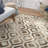 Bryauna Hand Tufted Wool/Cotton Geometric Rug in Ivory/Chocolate-445772856