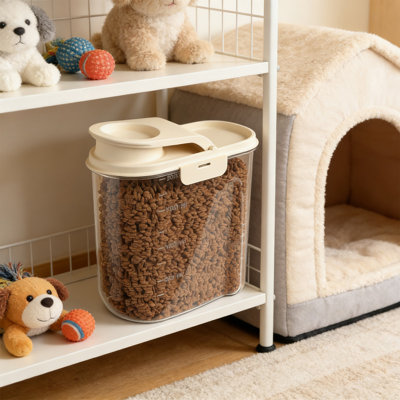 Airtight Pet Food Storage Container with Clear Window, 7.87x7.87x3.94 inches, Yellow