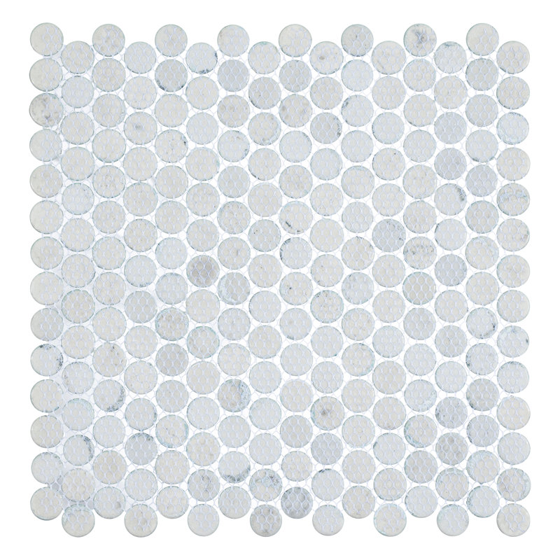 Honoro-Bulbi 3/4" Penny Round Smooth Glass Mosaic Wall & Floor Tile, Teal