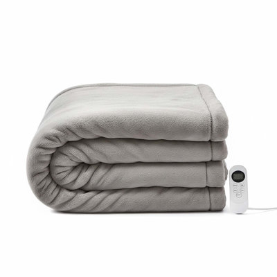 Electric Heated Throw Blanket 50x60, Soft Dual Sided Flannel, 12 Heat Settings, Timer, Machine Washable, Gray