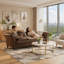 Luxueux canapé Chesterfield en cuir cognac avec capitonnage profond, accoudoirs roulés et pieds en bois rétro pour une décoration intérieure élégante