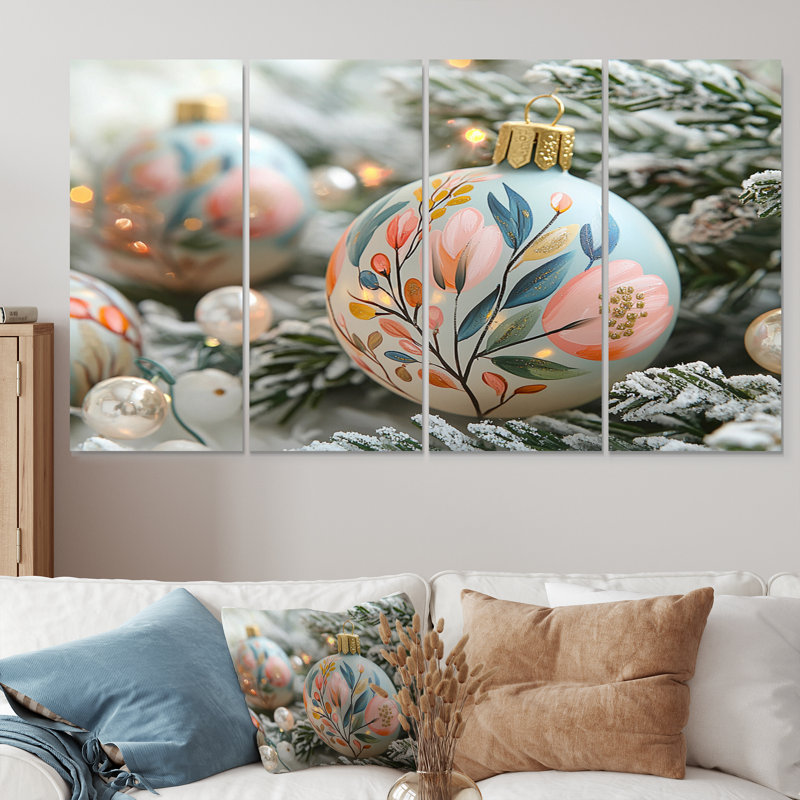 Décoration de sapin de Noël dans les tons verts et rouges II - Ensemble de décoration murale de Noël, H 28 po x l 48 po