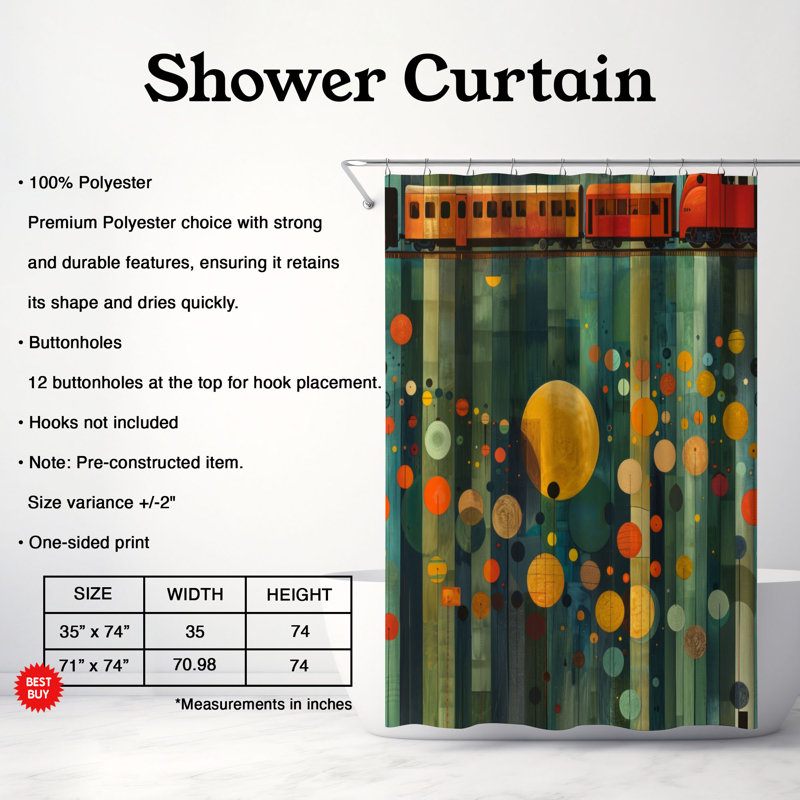 Pop Train - Rideau de douche Premium, H 74 po x l 71 po