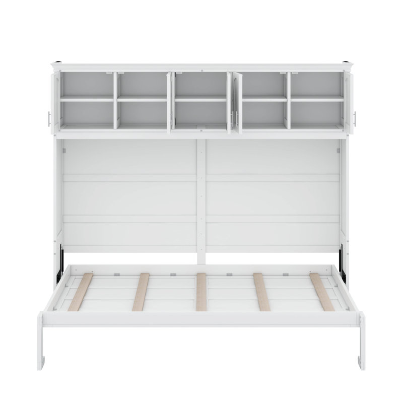 Lit escamotable mural avec armoires Murphy, Gris, Grand lit