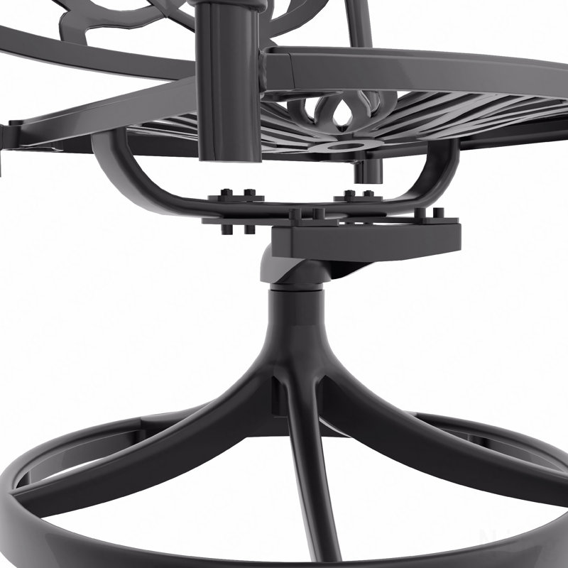 Ensemble de salle à manger 7 pièces en fonte d'aluminium toutes saisons comprenant 2 chaises pivotantes, 4 chaises et une table ovale avec cadre noir