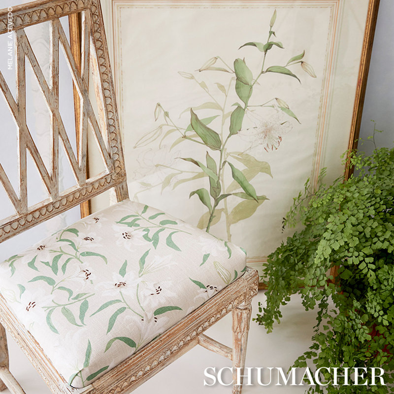 Schumacher x Miles Redd Scattered Lilies Fabric, Sky