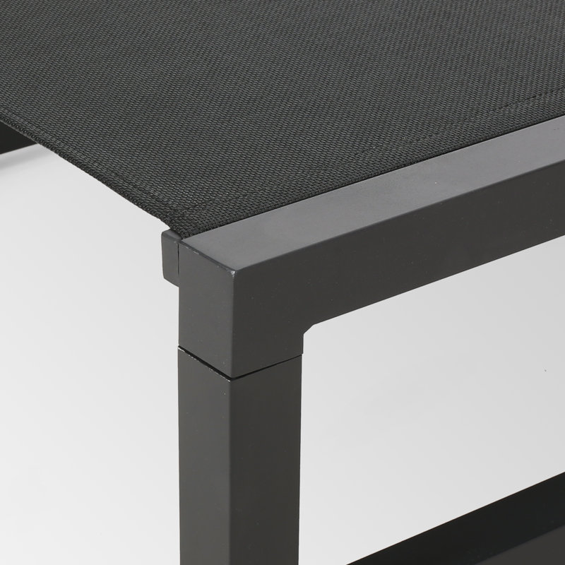 Chaise longue d'extérieur en aluminium Quinn, Noir