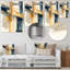 Décoration murale moderne moderne bleue et dorée abstraite III-87836902