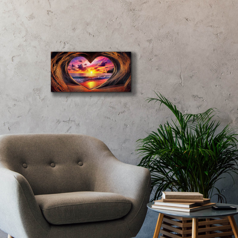 Art mural sur toile Beachcrest Home ™ «Beach Love» par Rey Klimt, H 12 po x l 24 po