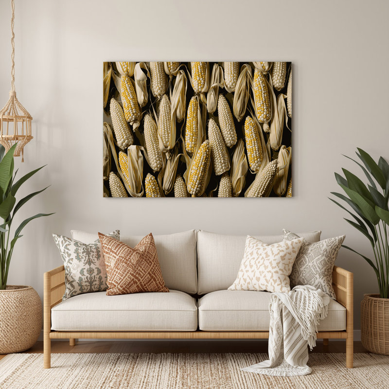 Art mural en métal légumes maïs doux blanc, H 11 po x l 14 po