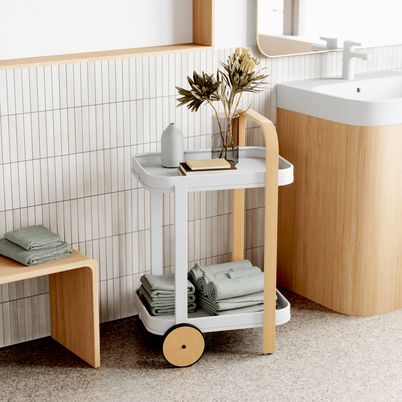Chariot de bar / rangement Bellwood, Beige, Blanc