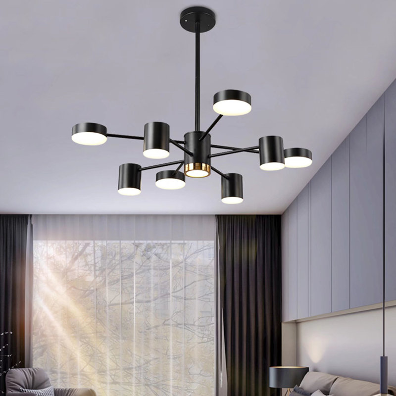 8 - Lustre de plafond de style européen en fer noir à DEL