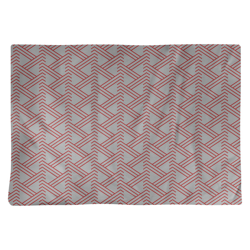 Napperon en coton 18 po classique Zig Zag, Gris/rouge, Coton