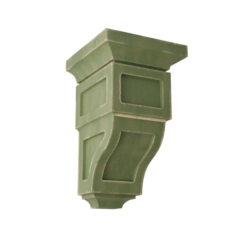 Corbeau en bois Reyes, H 10 po x l 5 po x P 5,75 po, Vert patiné