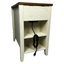 Table de chevet Style avec charge - Armoire à tiroirs et porte de grange spacieuse brun + table de rangement blanche, pour la chambre à coucher
