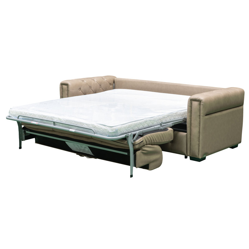Canapé-lit en cuir à grain supérieur avec matelas en mousse à mémoire de forme 88 po Torano
