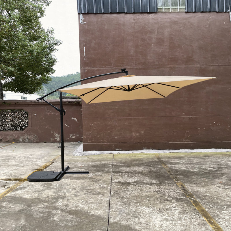 Parasol d'extérieur rectangulaire à énergie solaire 2 x 3 M à DEL avec éclairage solaire imperméable, Tanné