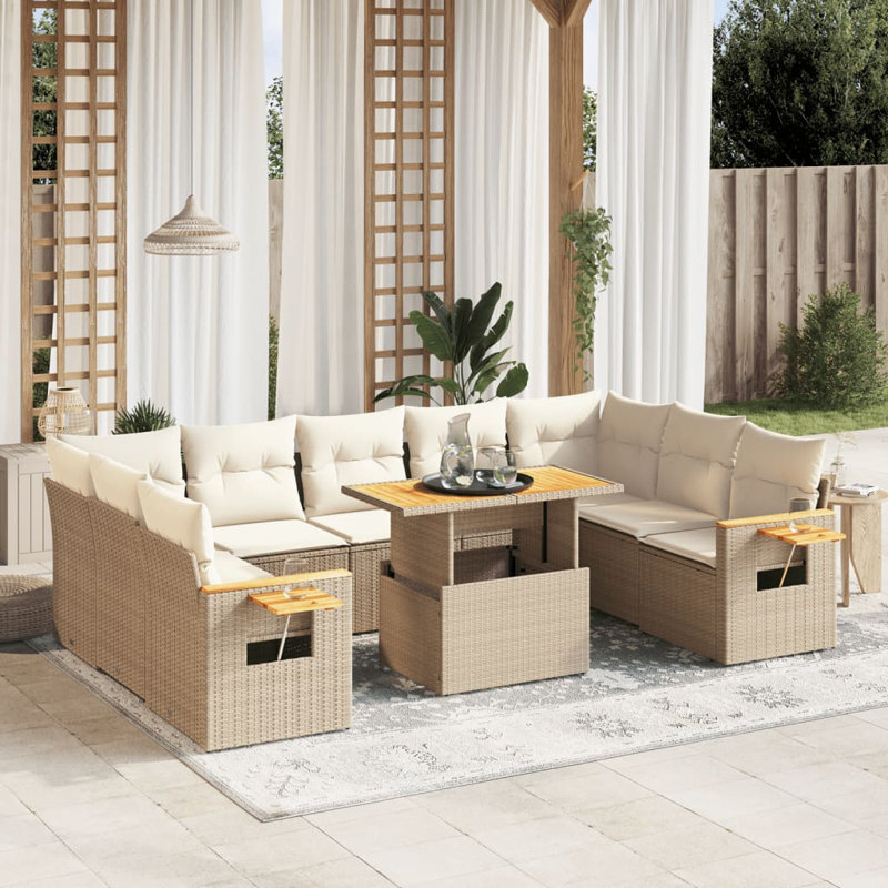 Vidaxl Patio Sofa Set Adjustable Armrests Garden Sofa Set