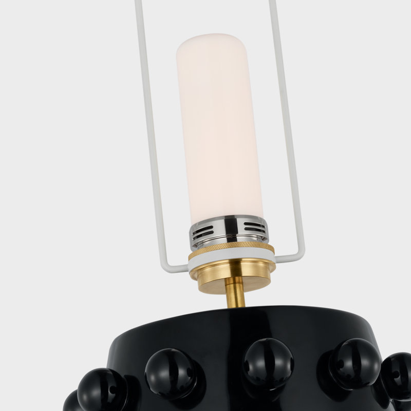 Linden Medium Cordless Table Lamp in Black with Linen Shade