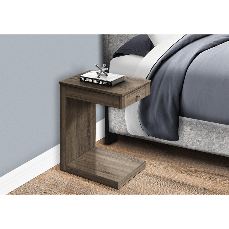 Accent Table With Hidden Drawer, Taupe, 22 Lb Package Weight Modern For Bedroom, Taupe - 10" H