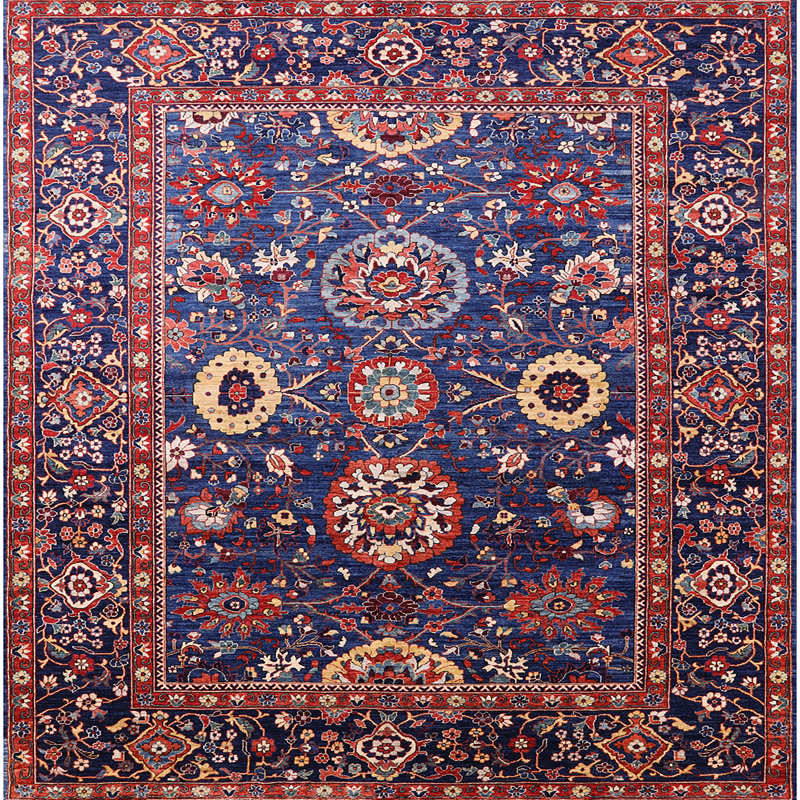 Tapis brun / bleu, Carré 8 pi